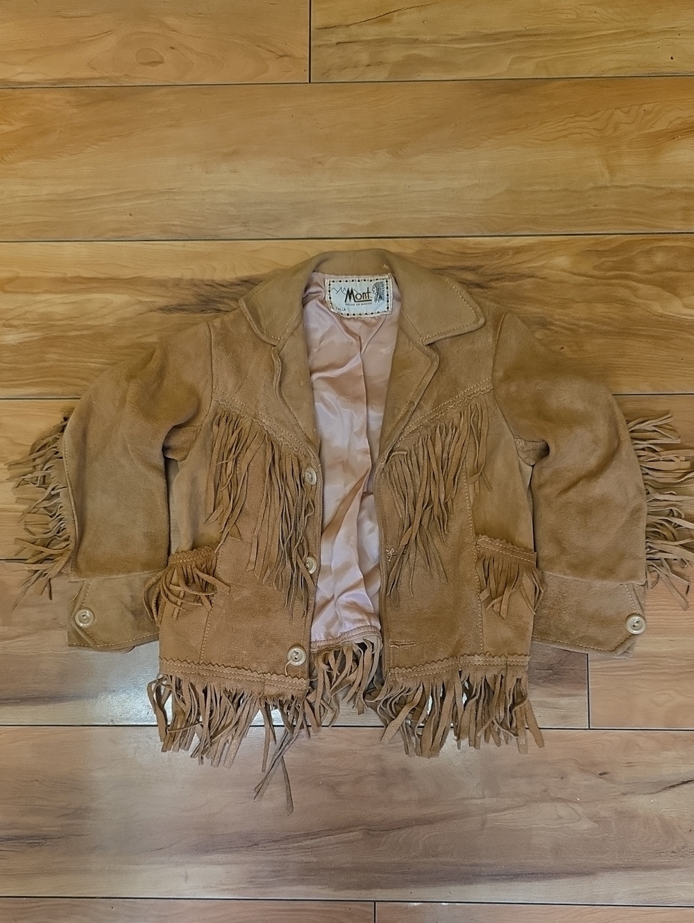 Vintage Mont Original Suede Leather Fringe Kids Jacket Western Cowboy Mexico